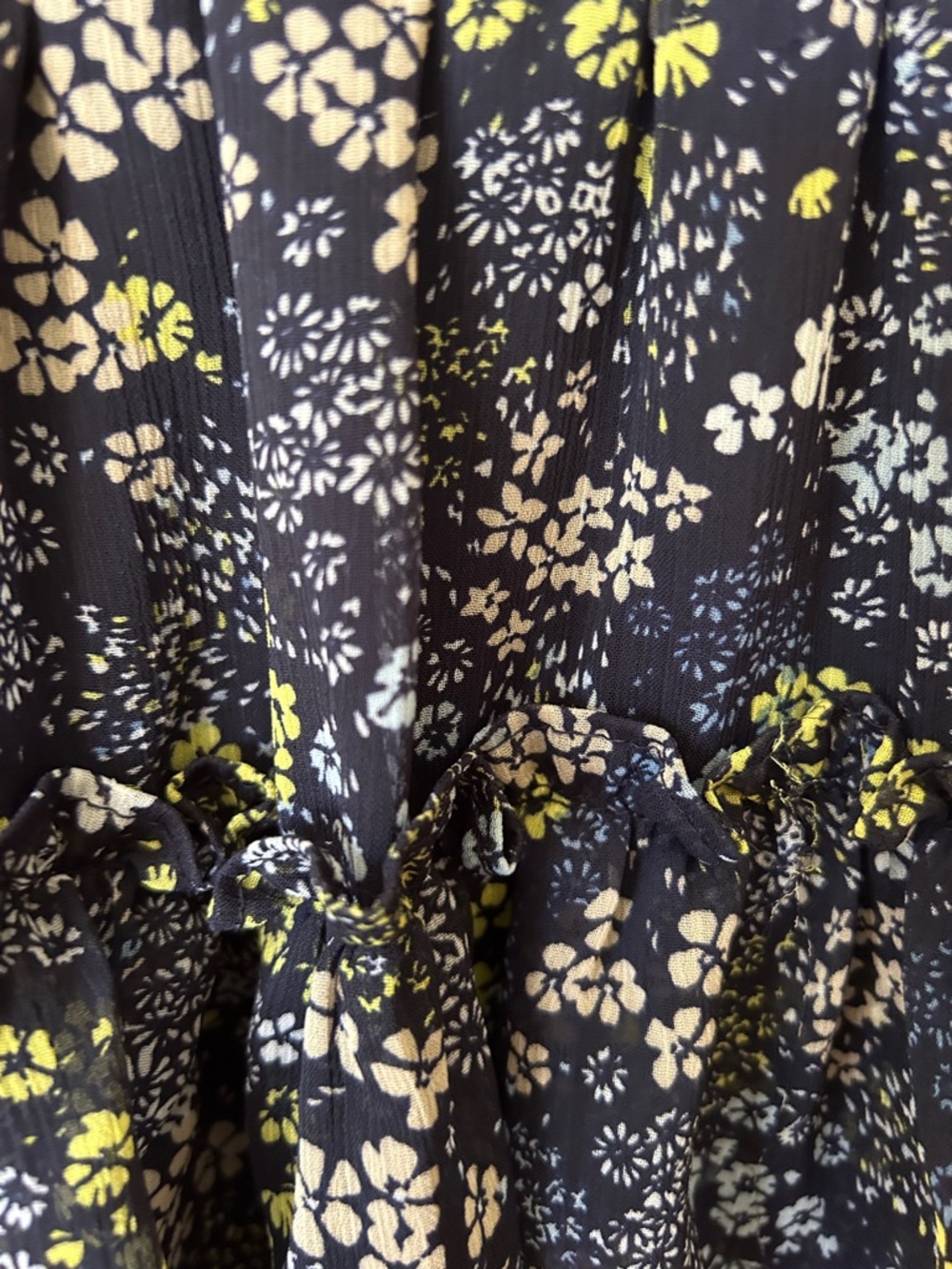 MSK Navy Floral Ruffle Tiered Sundress with Yellow Accents - Picture 4 of 10